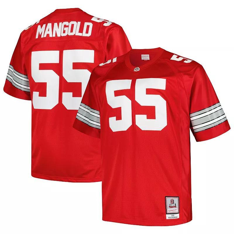 Men's Mitchell & Ness Nick Mangold Scarlet Ohio State Buckeyes Big & Tall Legacy Jersey, Size: XLT, Red Product Image