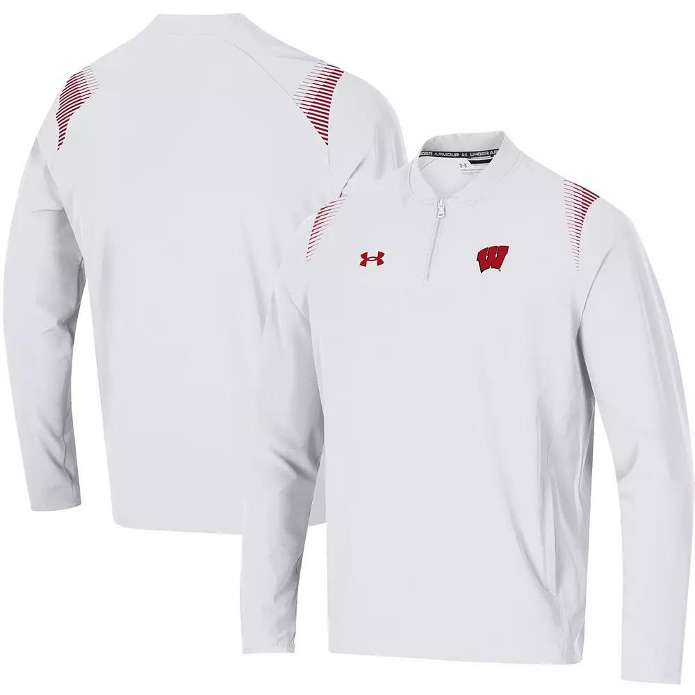 Men's Under Armour White Wisconsin Badgers 2021 Sideline Motivate Quarter-Zip Jacket, Size: Small Product Image
