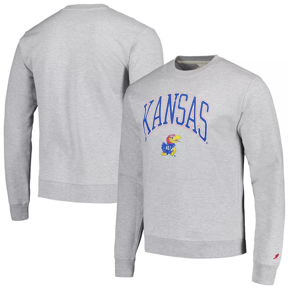 Men's League Collegiate Wear Heather Gray Kansas Jayhawks Tall Arch Essential Pullover Sweatshirt, Size: Small, Grey Product Image