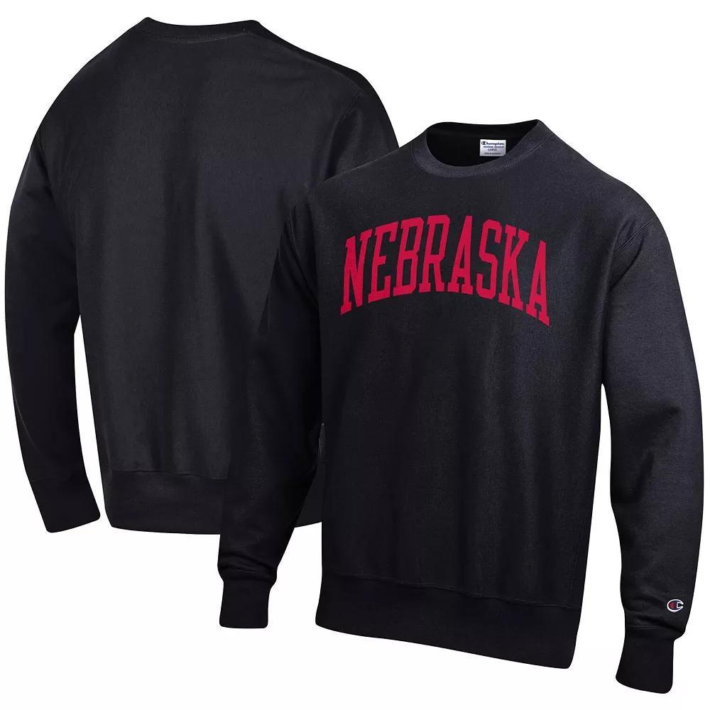 Men's Champion Black Nebraska Huskers Arch Reverse Weave Pullover Sweatshirt, Size: Small Product Image