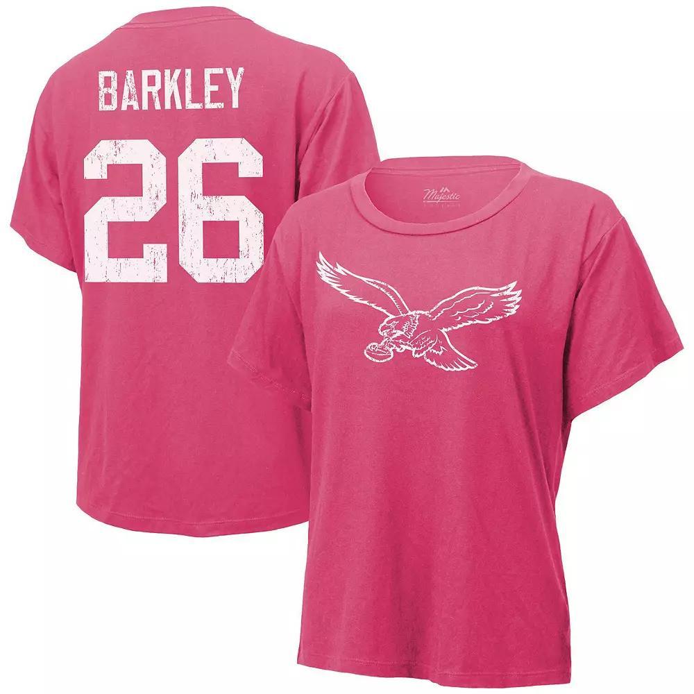 Women's Majestic Threads Saquon Barkley Pink Philadelphia Eagles Name & Number T-Shirt, Size: Small Product Image