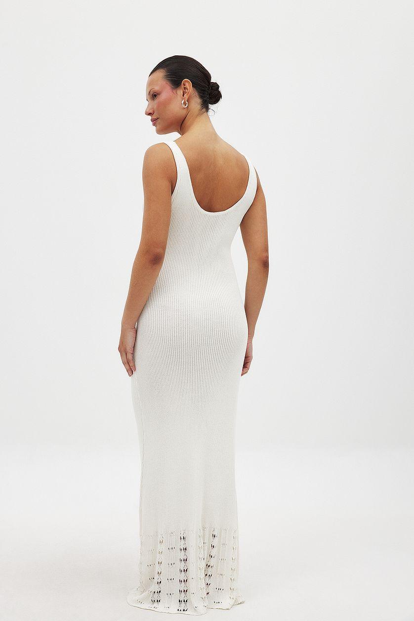 Knitted Scoop Neck Crochet Midi Dress Product Image