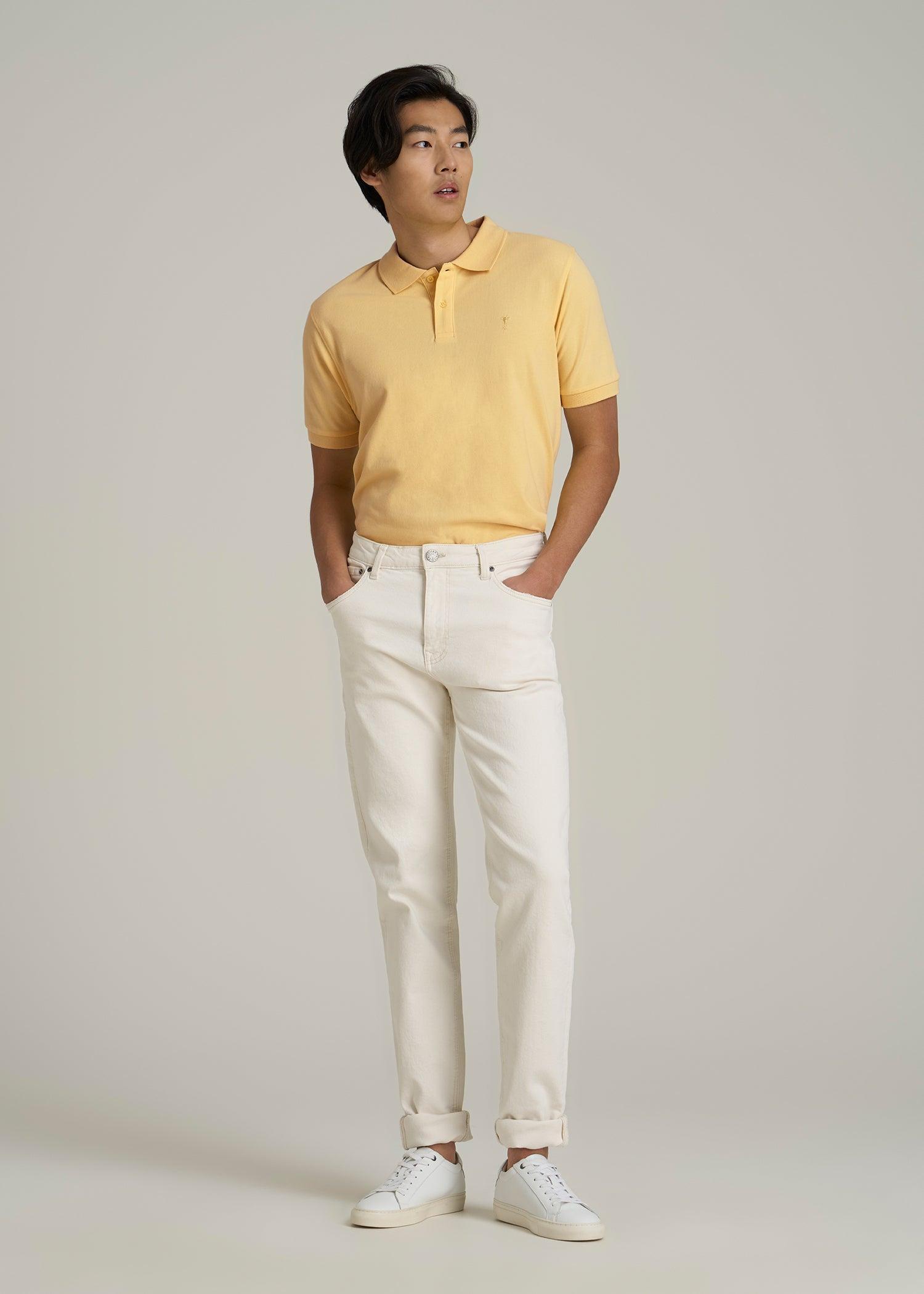 Men's Tall Classic Polo with Embroidered Logo in Lemon Drop Product Image