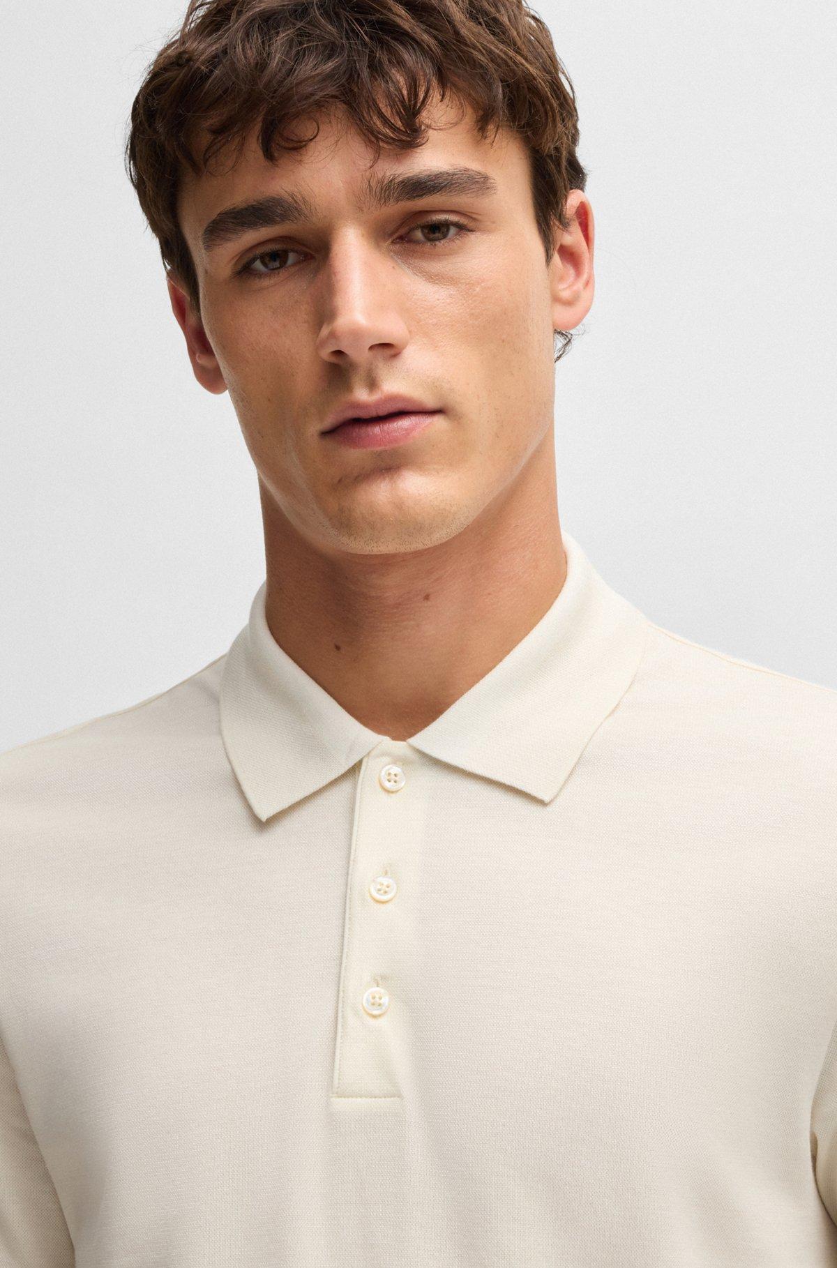 Cotton-silk polo shirt with two-tone effect Product Image