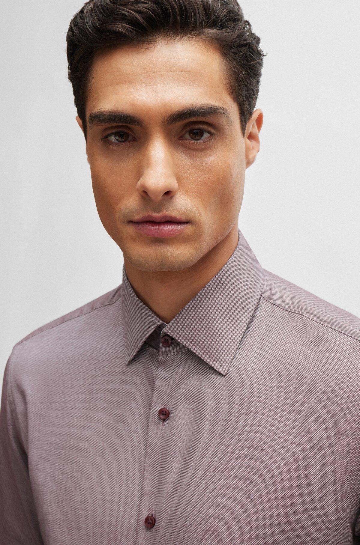 Regular-fit shirt in easy-iron Oxford stretch cotton Product Image