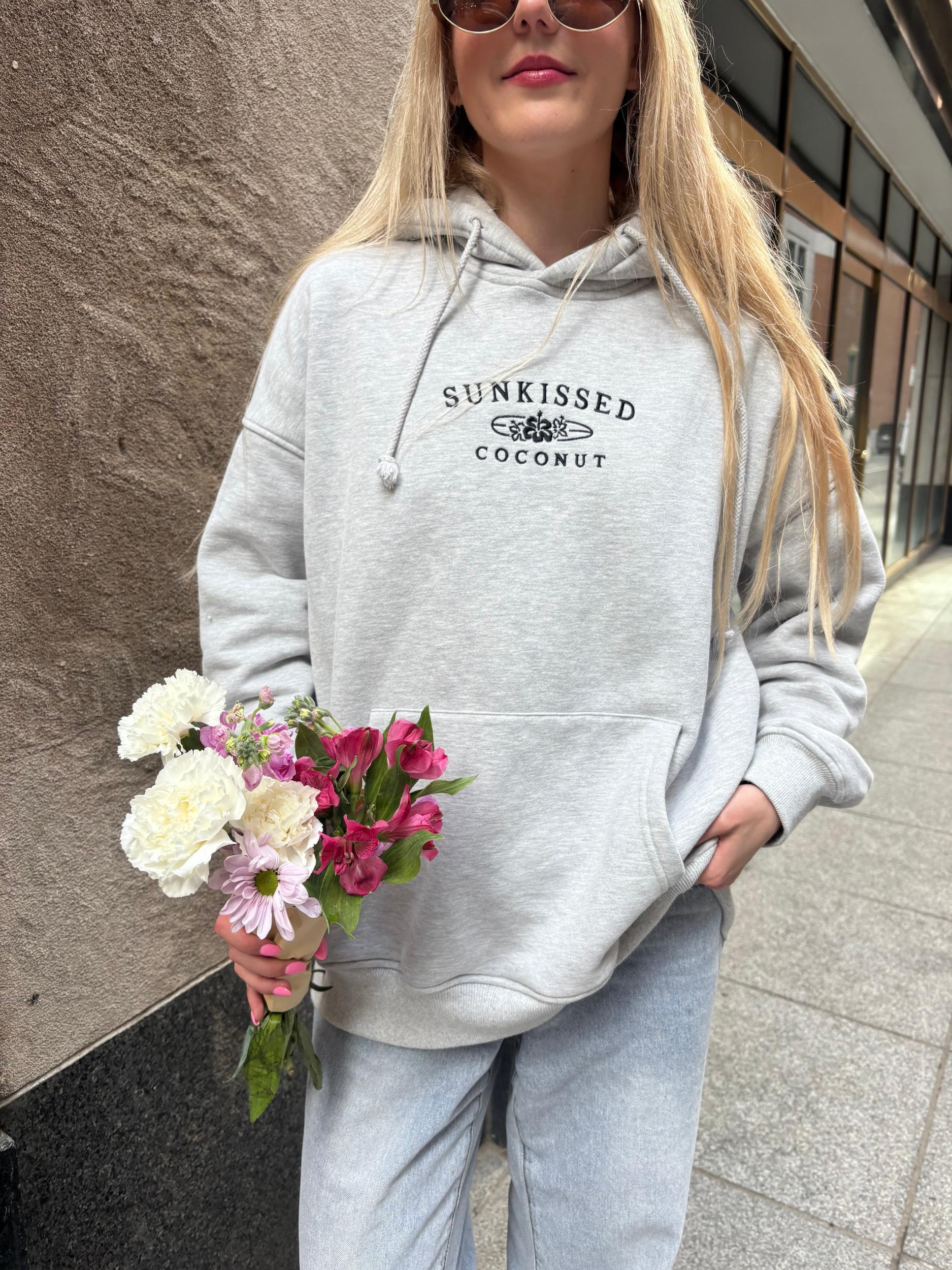 Afternoon Grey Sunkissedcoconut Logo Embroider Hoodie Girls Product Image