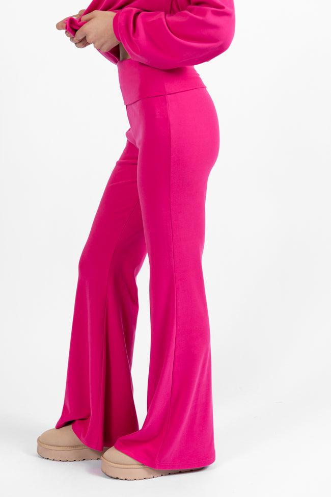 In A Dream Pink Foldover Band Super Soft Flare Pants FINAL SALE Product Image
