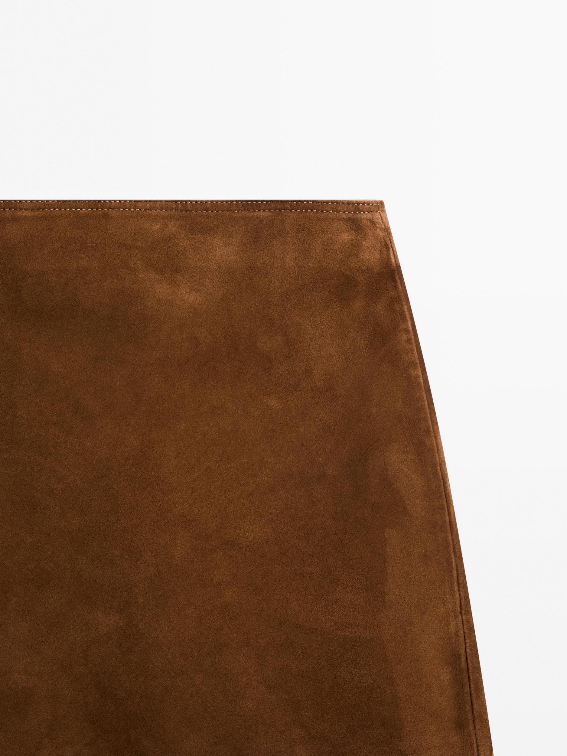 Suede nappa leather mini skirt with topstitching Product Image