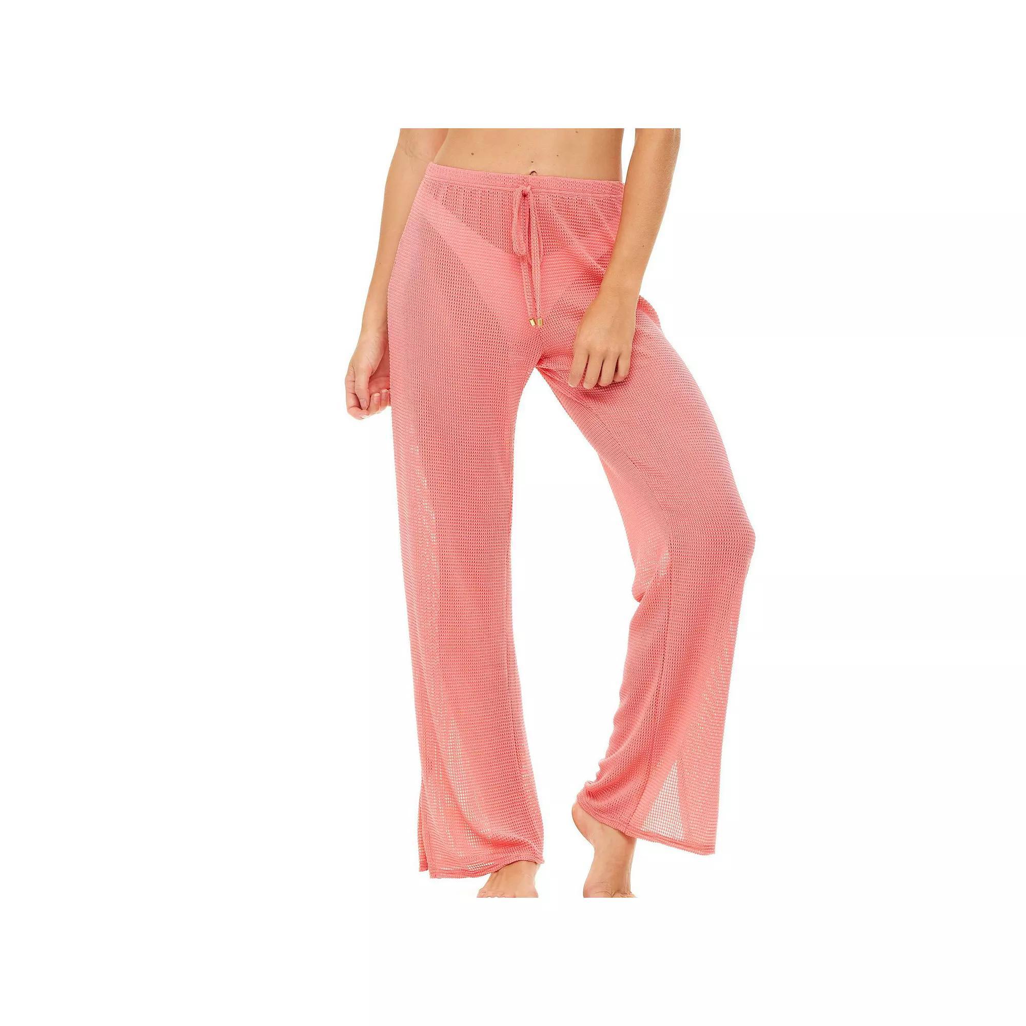 Women's Jordan Taylor Textured Mesh Swim Cover-Up Pants, Size: Large, Pink Product Image