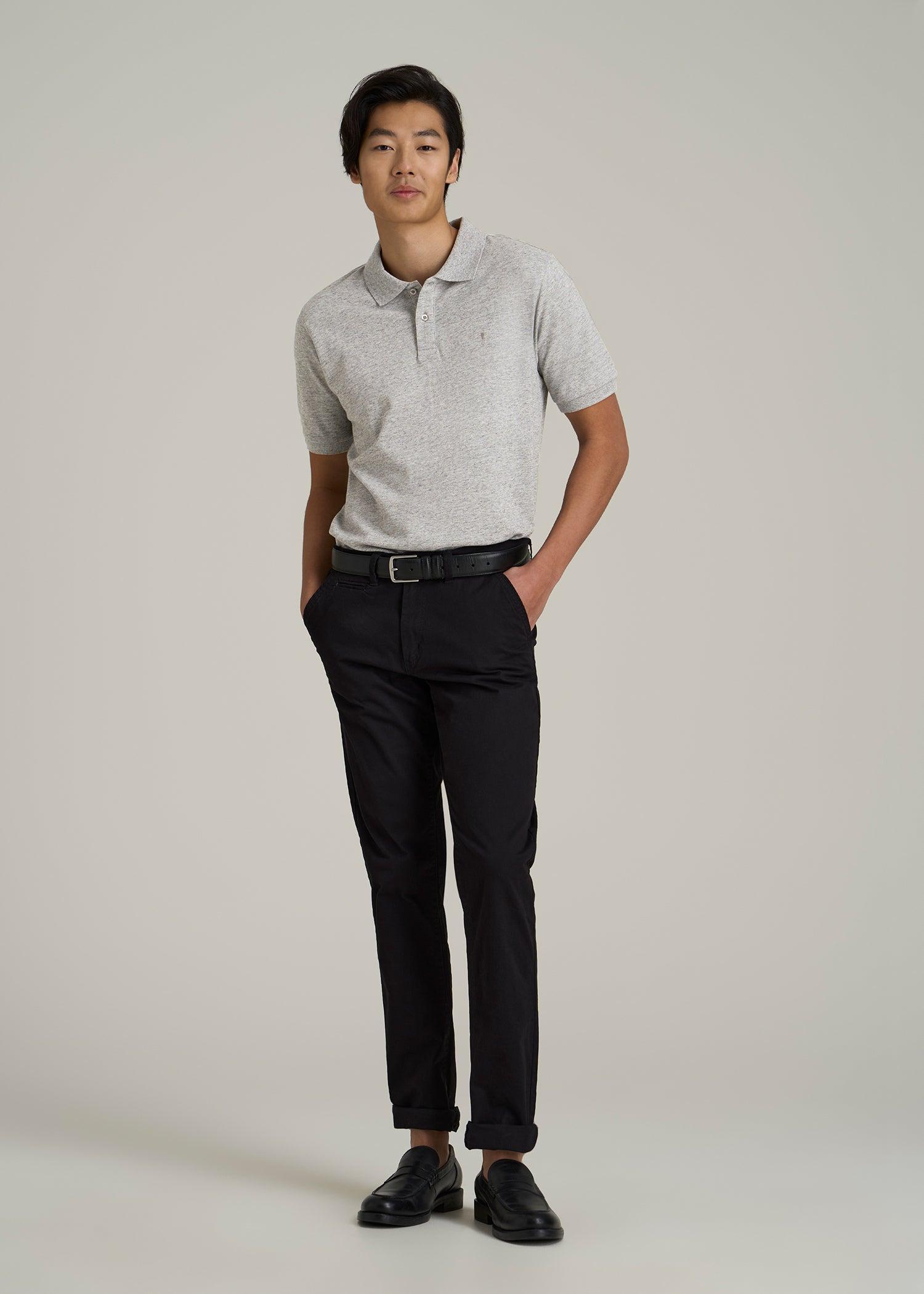 Men's Tall Classic Polo with Embroidered Logo in Heathered Grey Product Image