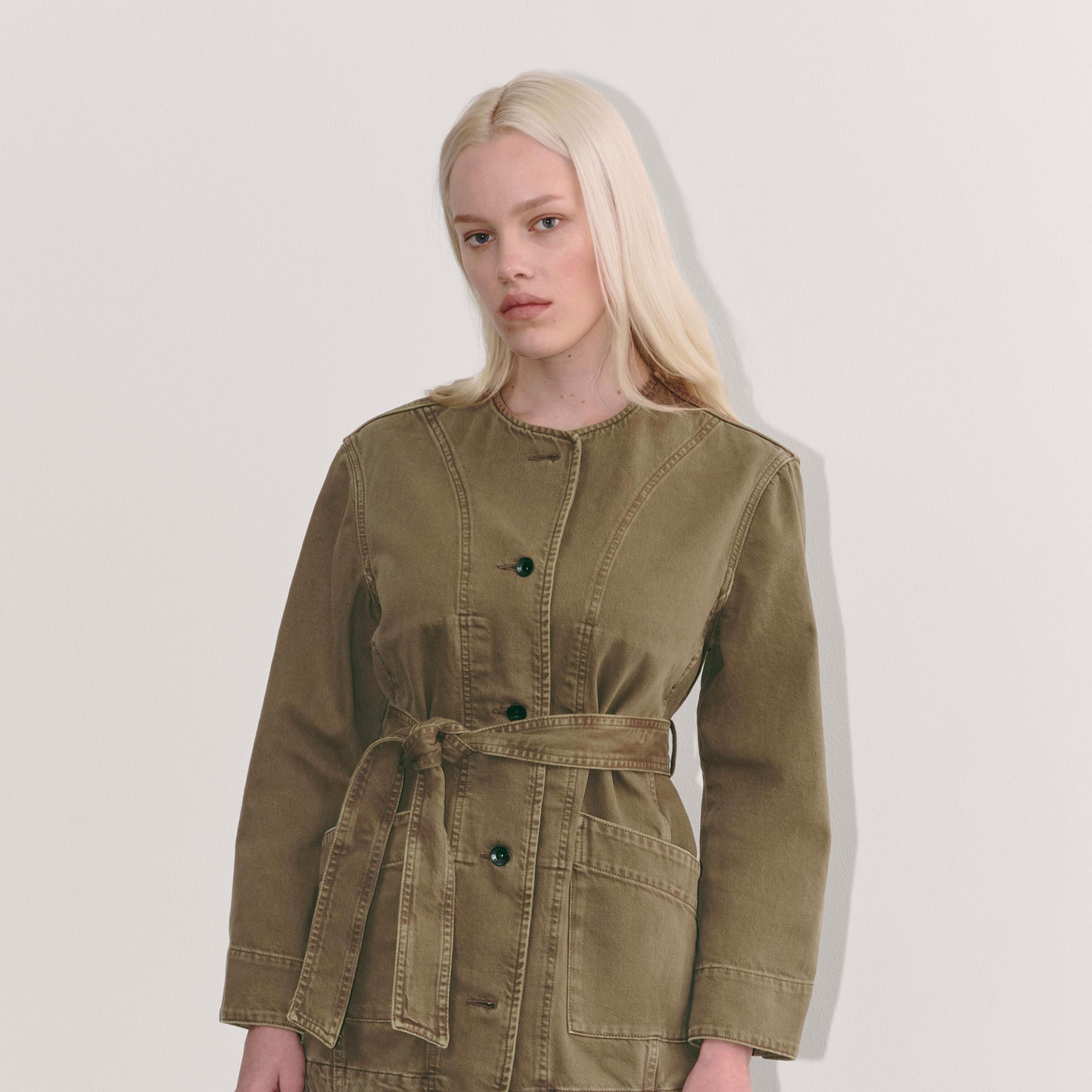 The Long Denim Barrel Jacket Product Image