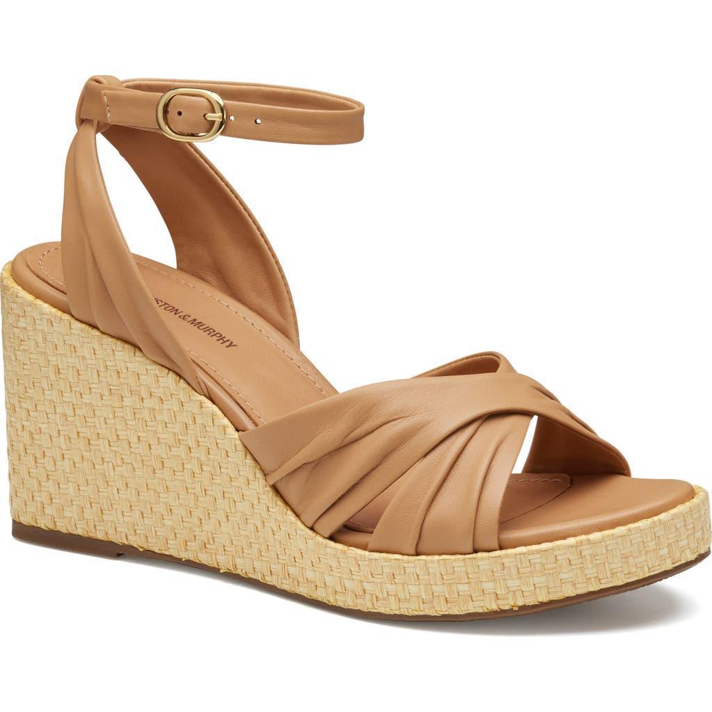 Johnston  Murphy Womens Marcia Leather Cross-Band Espadrille Platform Wedge Sandals Product Image