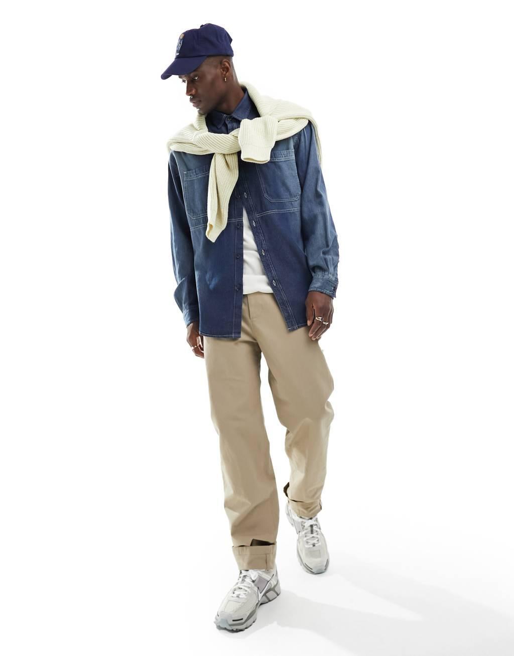 ASOS DESIGN 90s oversized denim shirt in blue wash Product Image