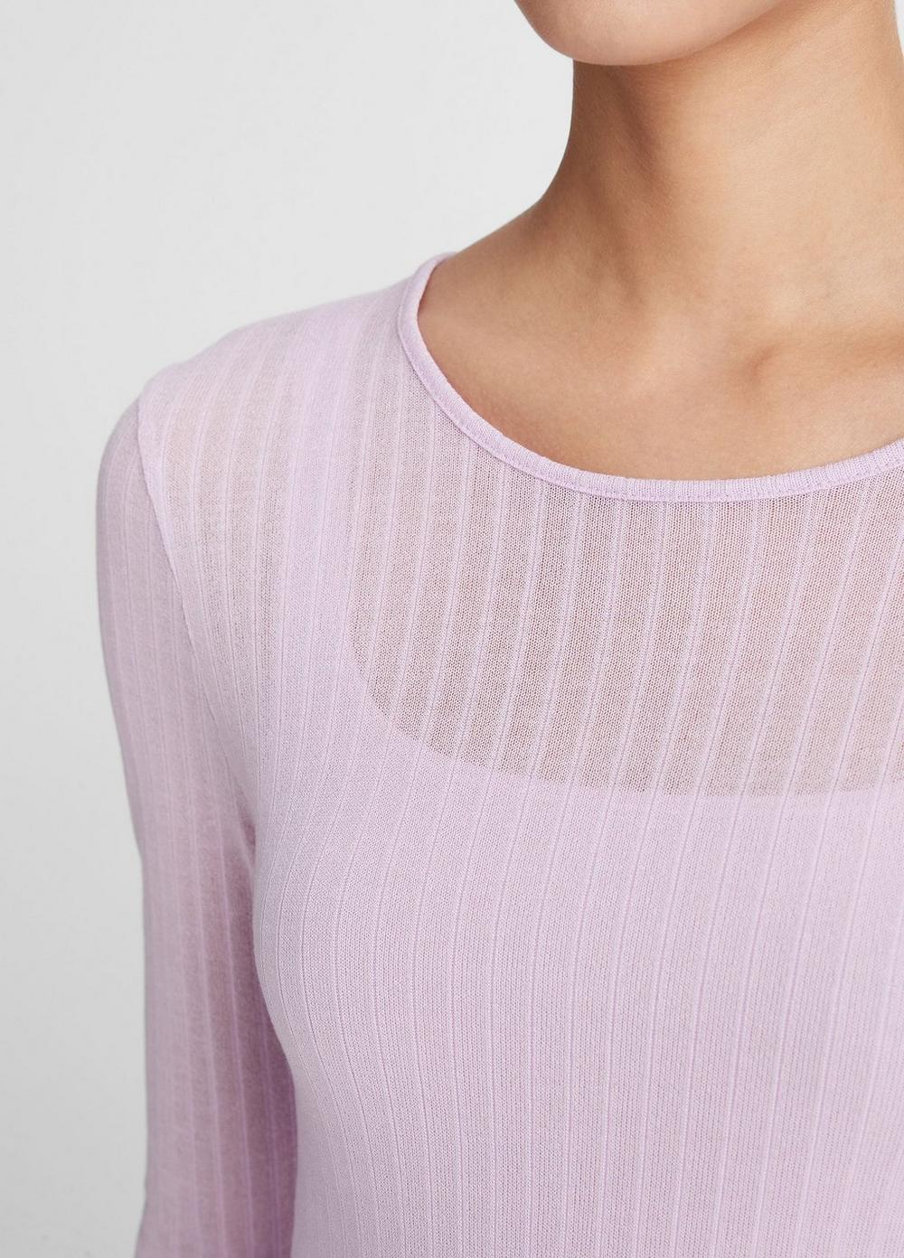 Womens Sheer Long-Sleeve Crew Neck Top, Dark Peony, Size S Vince Product Image