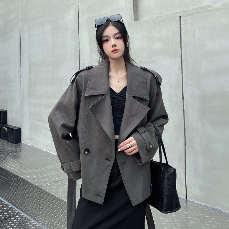 Double Breasted Plain Trench Jacket Product Image