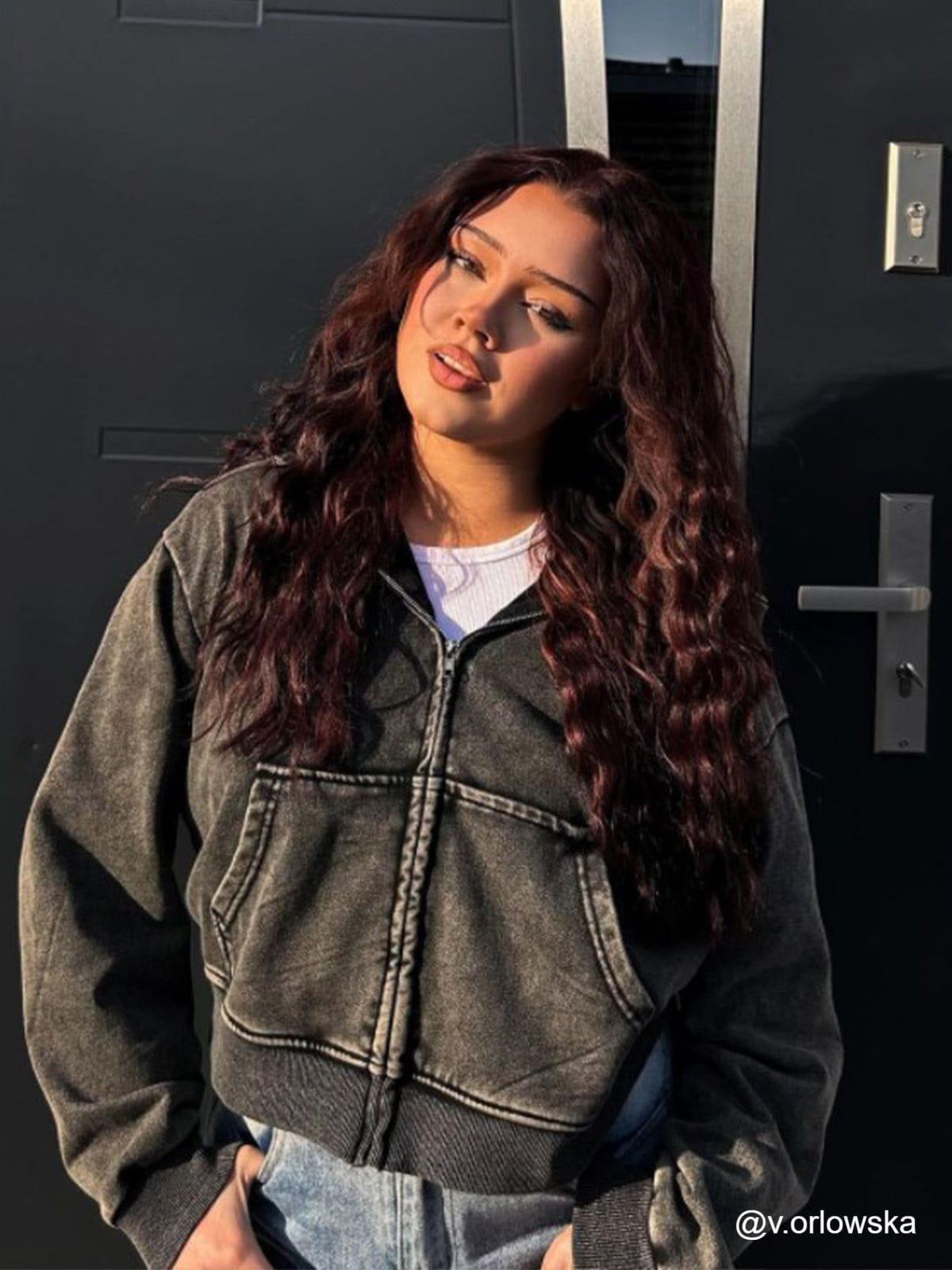 Aelfric Eden Washed Solid Zip Up Hoodie [Recommended By @therealj3n_] Female Product Image