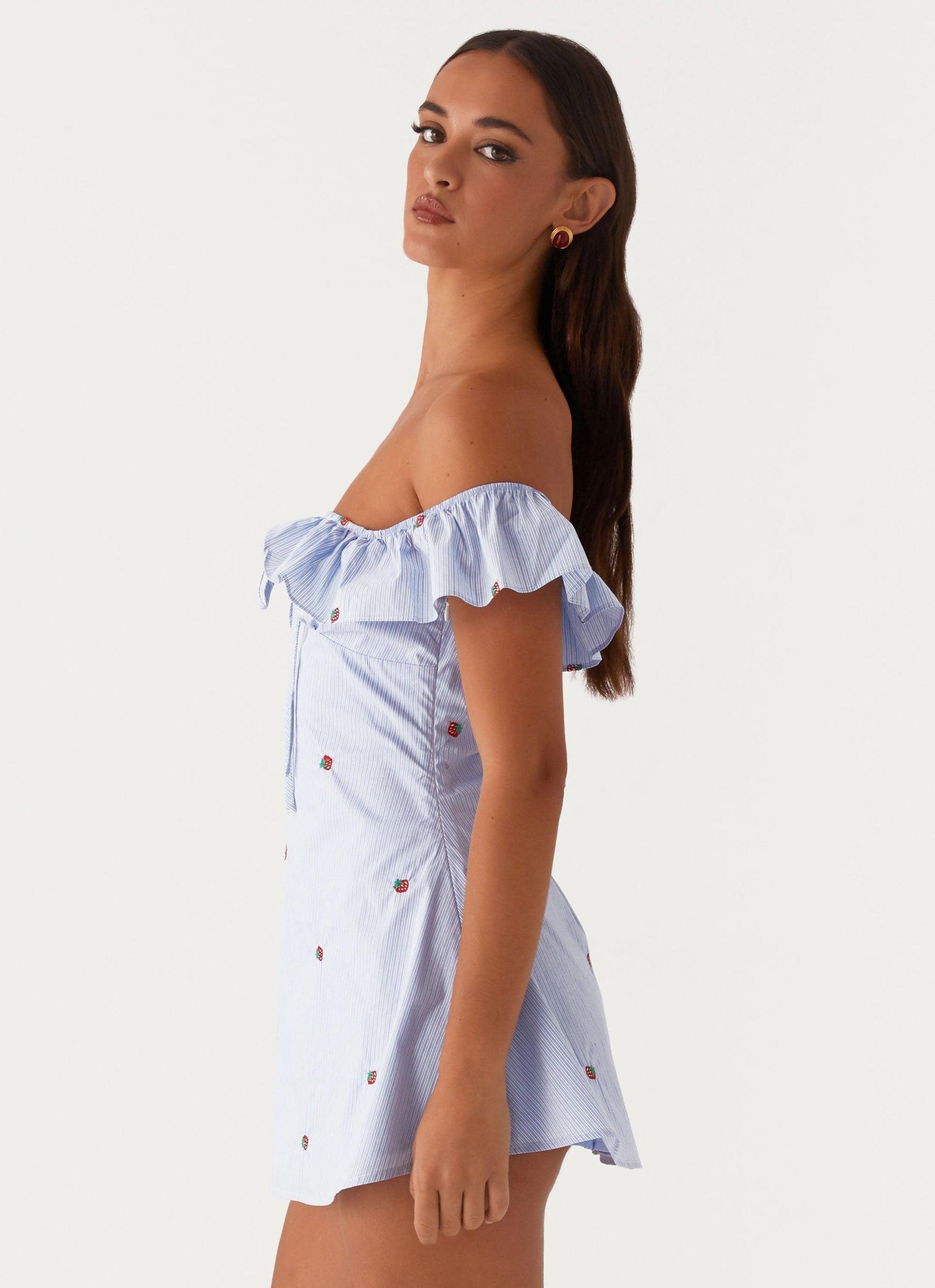 Texas Sun Linen Mini Dress - Blue Product Image