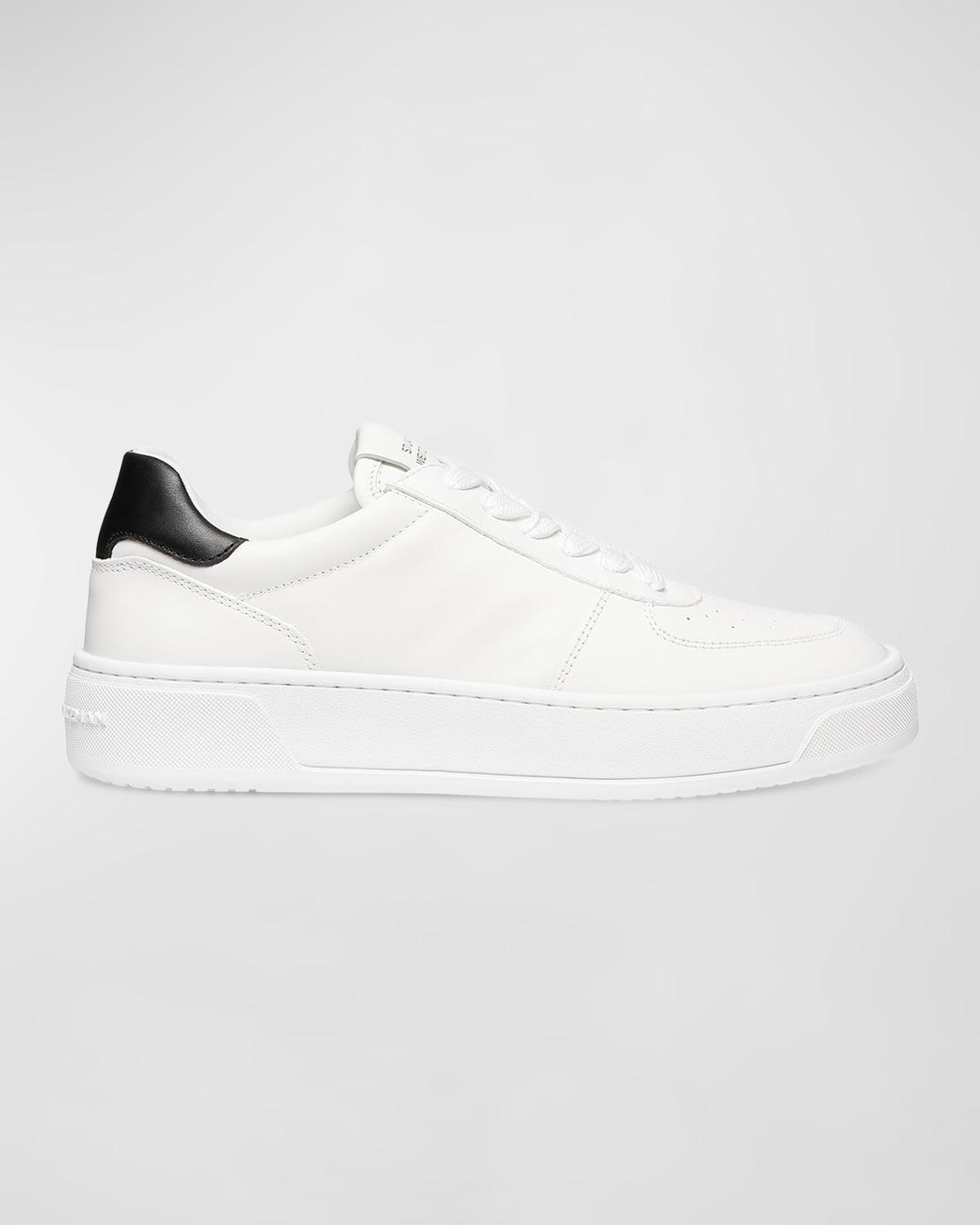 Mixed Leather Courtside Low-Top Sneakers Product Image