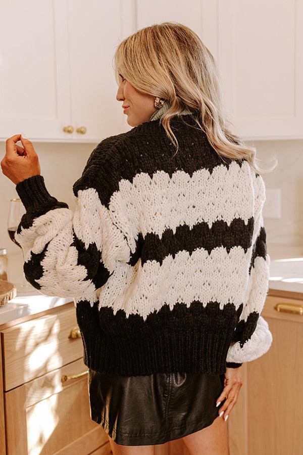 Stripe A Pose Knit Cardigan in Black Product Image