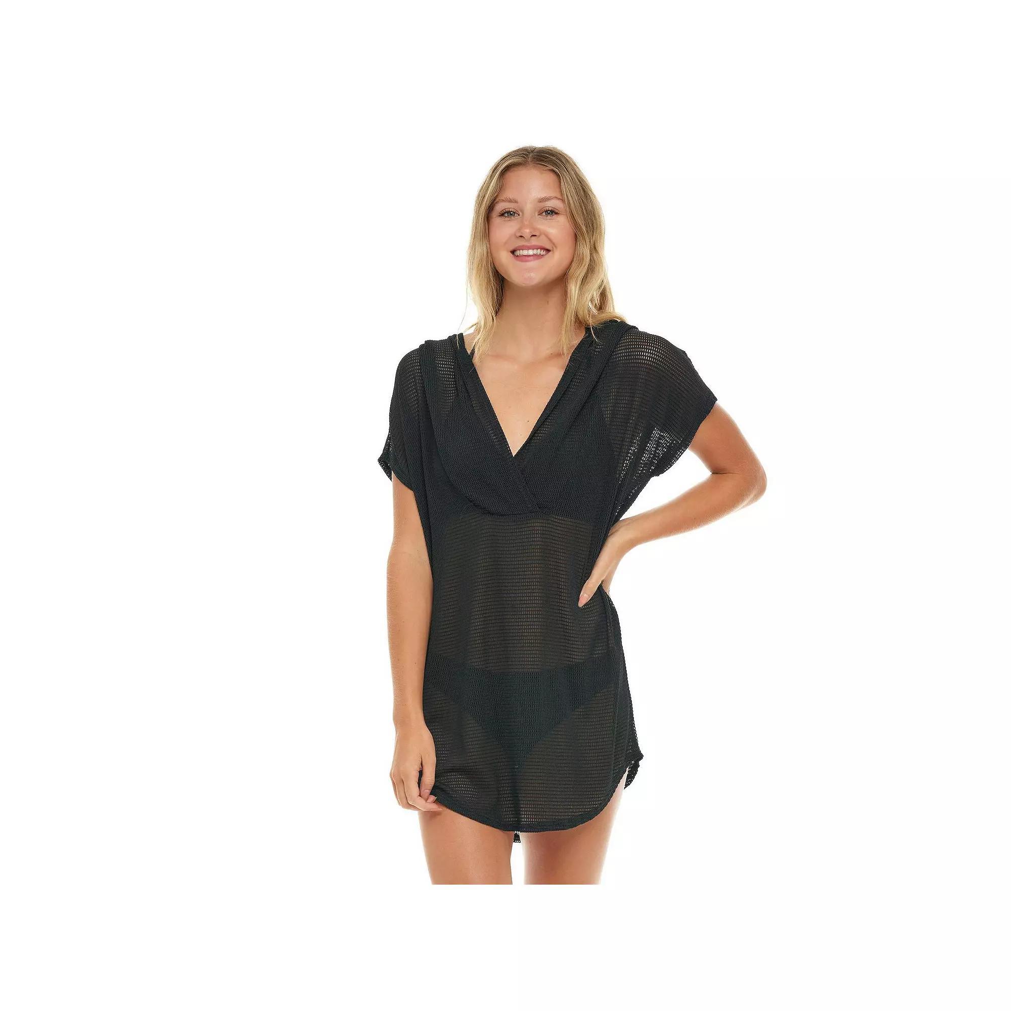 Women's Jordan Taylor Hooded Mesh Swim Cover-Up Hoodie, Size: Small, Black Product Image
