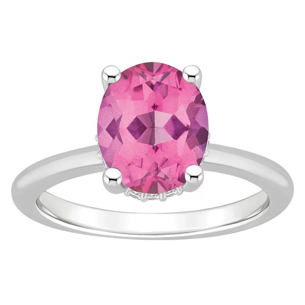 Alyson Layne Sterling Silver Oval Pink Topaz Diamond Accent Ring, Women's, Size: 8 Product Image