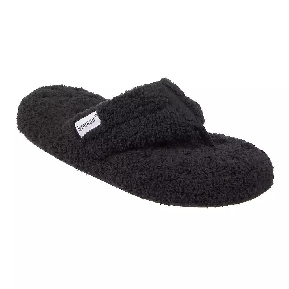 isotoner Joey Women's Soft Pile Thong Slippers, Size: Medium, Black Product Image