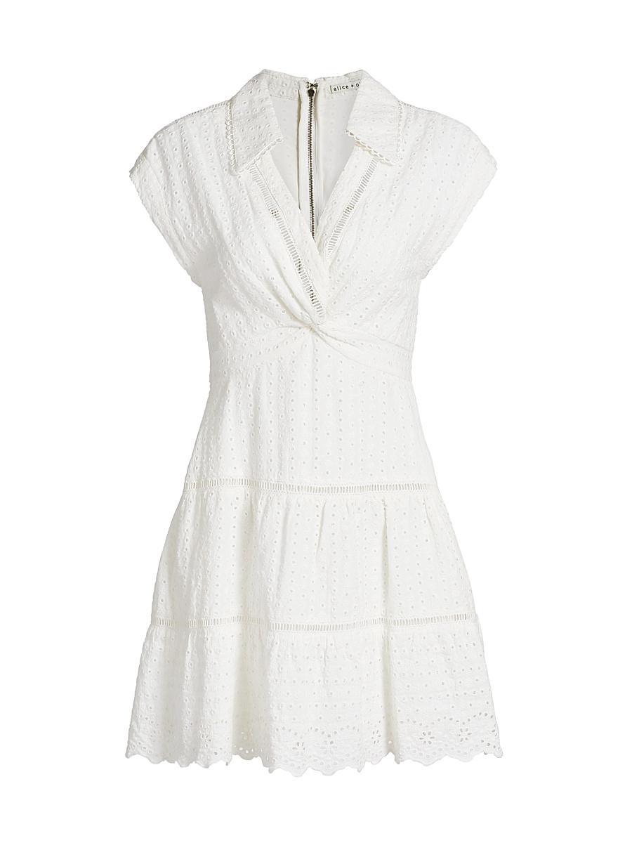 Womens Mila Eyelet Linen-Blend Minidress Product Image