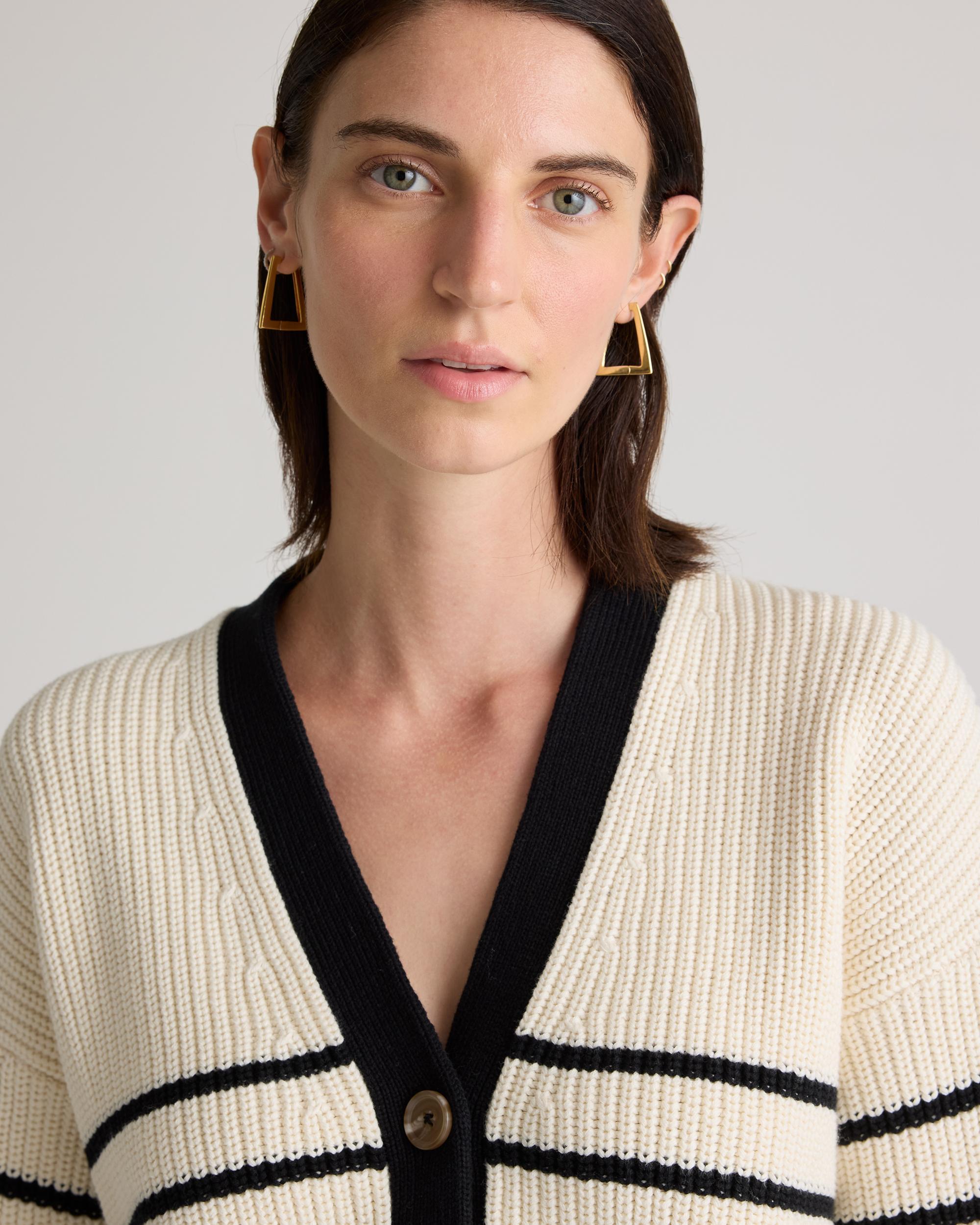 Quince | Women's Fisherman Boxy Cropped Cardigan Sweater Size XS, Organic Cotton Product Image
