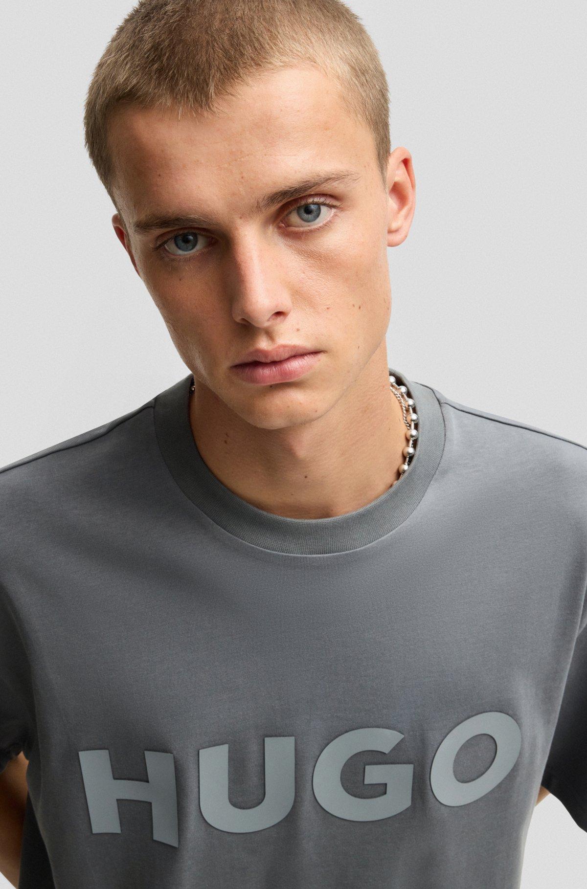 Oversize-fit T-shirt in cotton with decorative reflective logo Product Image