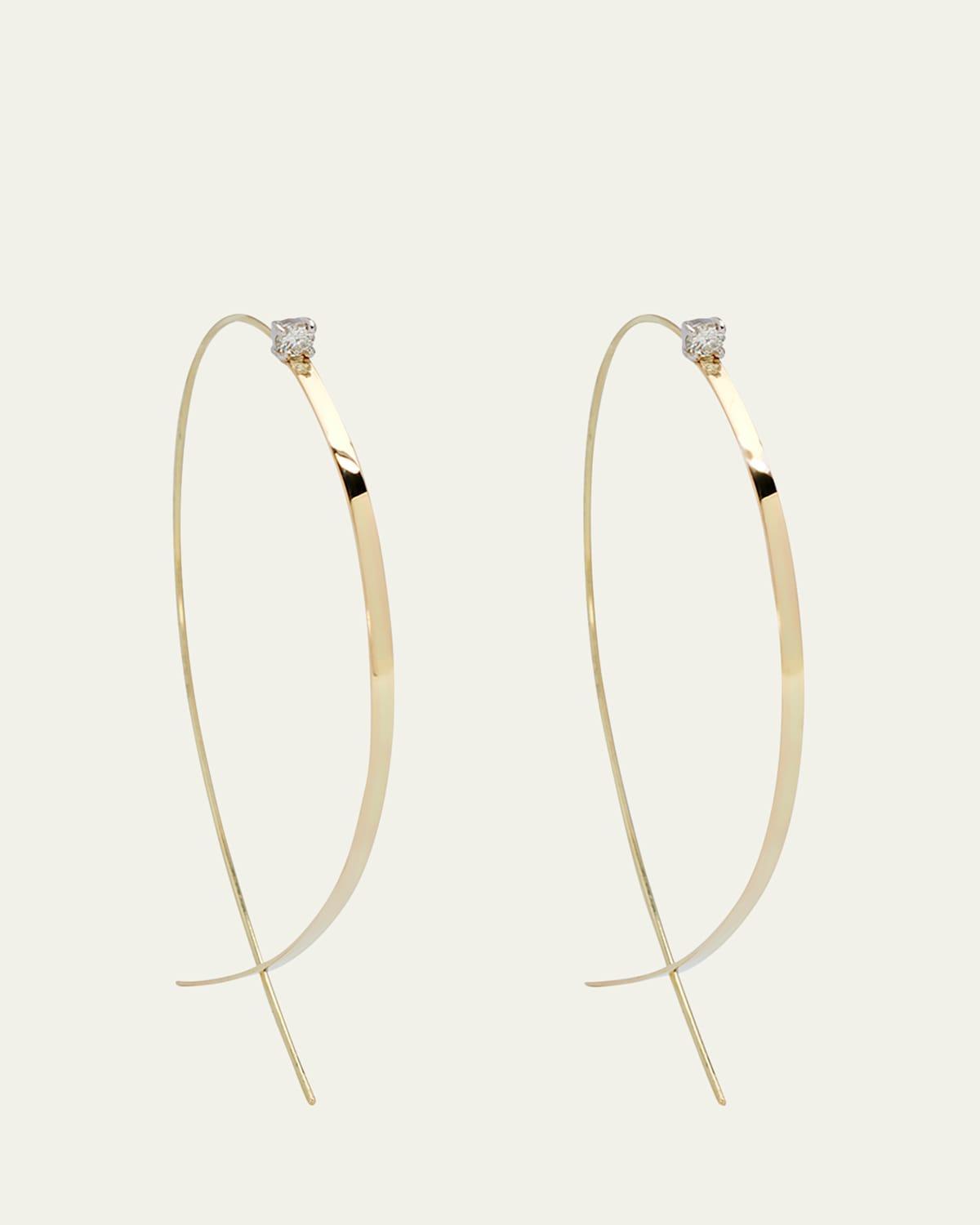 Womens Large 14K Yellow Gold & 0.13 TCW Diamond Upside-Down Hoops Product Image