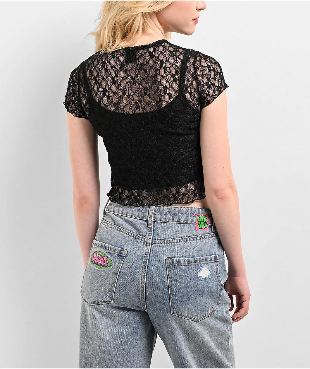 Zine Toulouse Black Lace Top Product Image