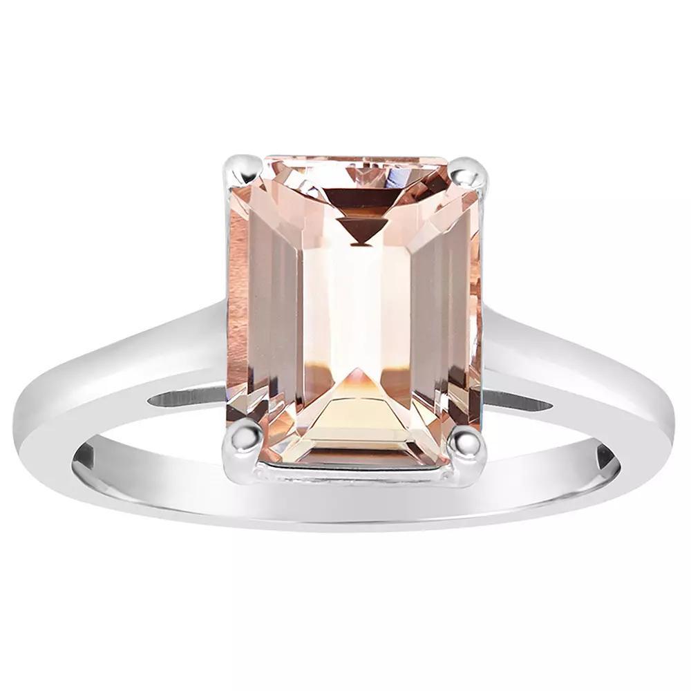 Alyson Layne 14k Gold Emerald Cut Morganite Solitaire Ring, Women's, Size: 6, 14k White Gold Product Image