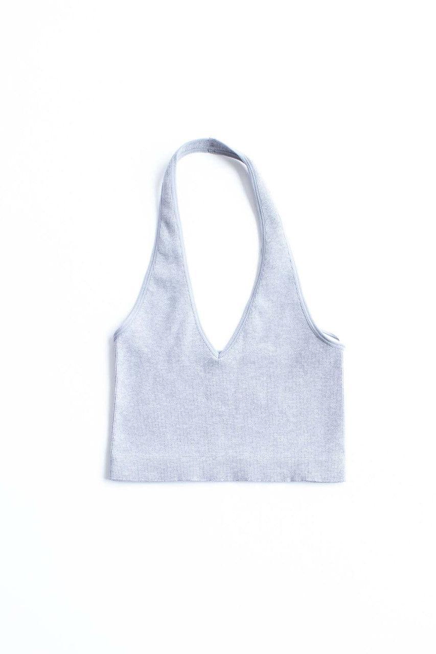 Heather Grey Seamless Deep V Halter Neck Product Image