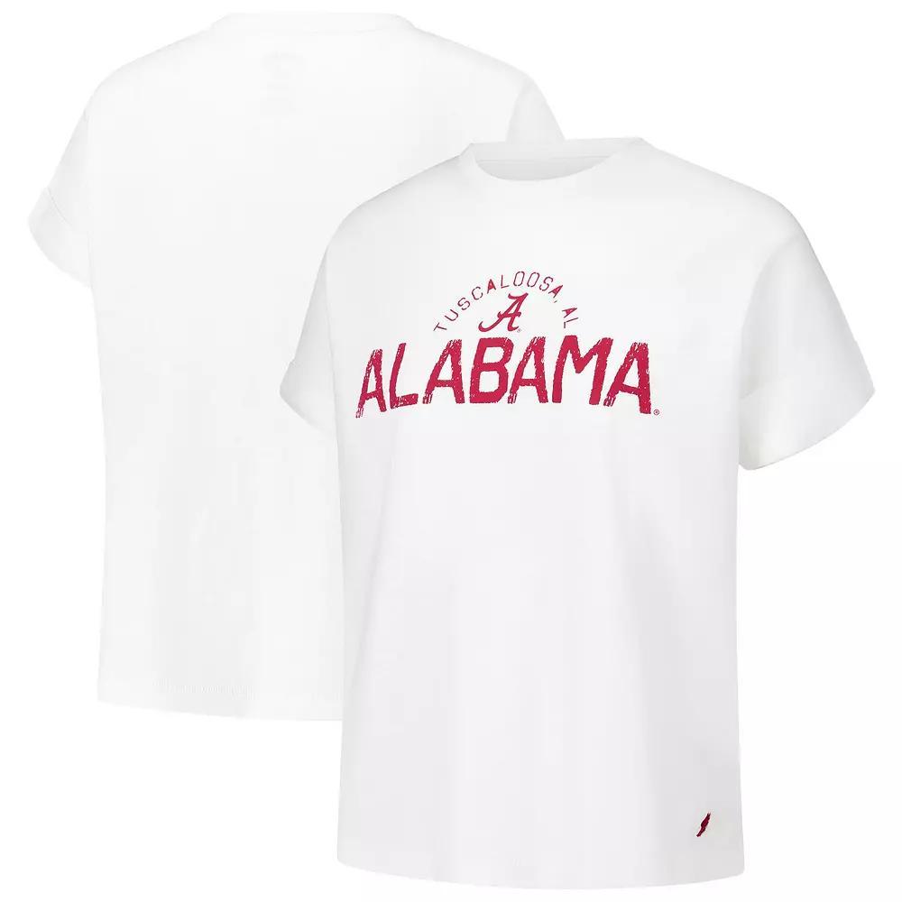 Women's League Collegiate Wear White Alabama Crimson Tide Slub Rolled Cuff T-Shirt, Size: Large Product Image