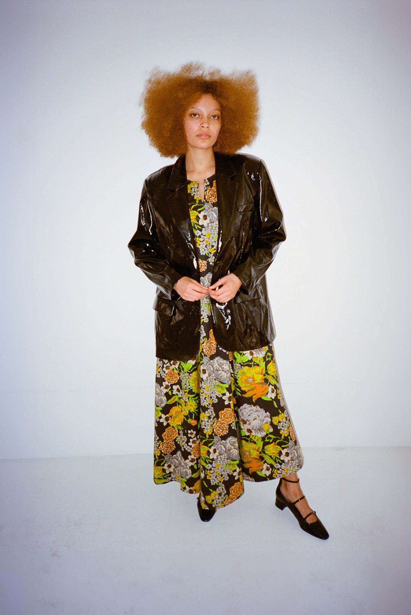 Vegan Leather Blazer - Oil Slick Product Image