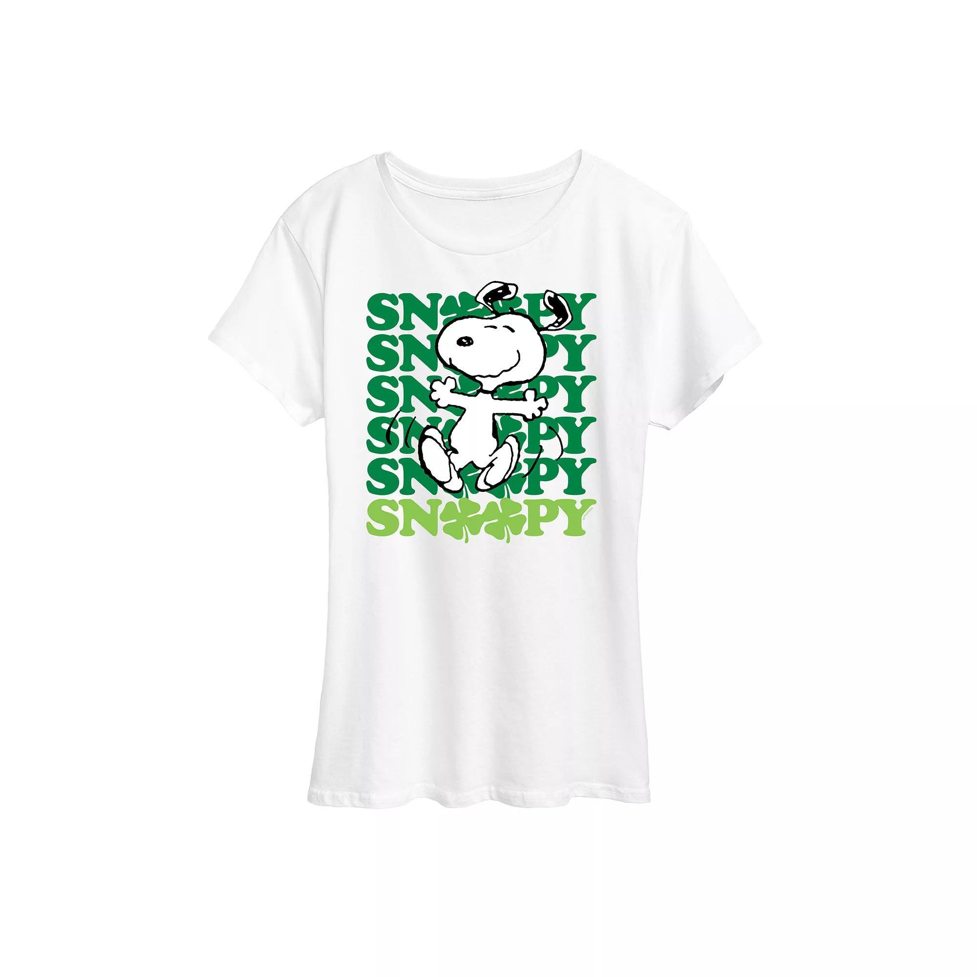 Womens Peanuts Snoopy Clover Dance Graphic Tee Heather Grey Product Image