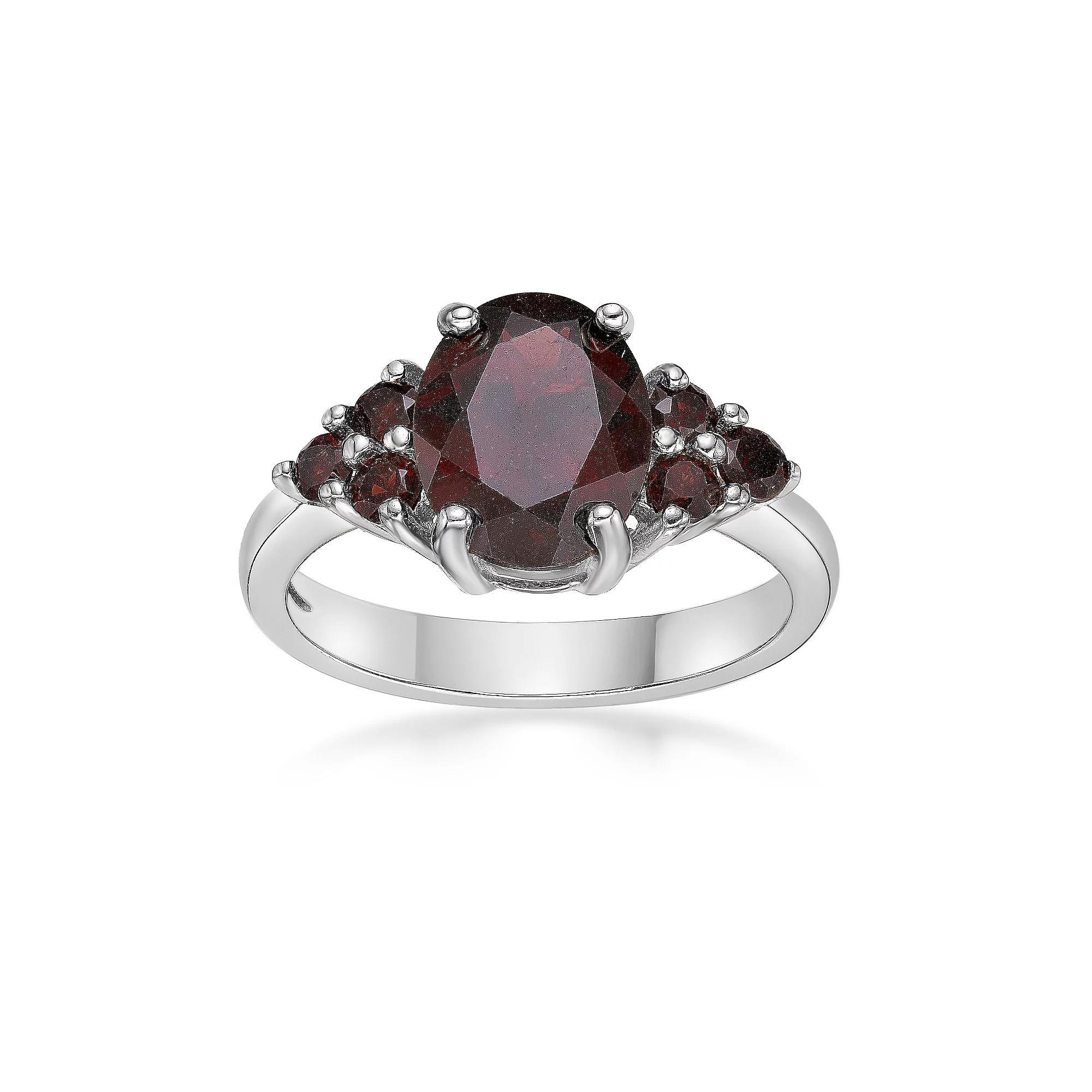 Gemminded Sterling Silver Garnet Oval Ring, Women's, Size: 7 Product Image