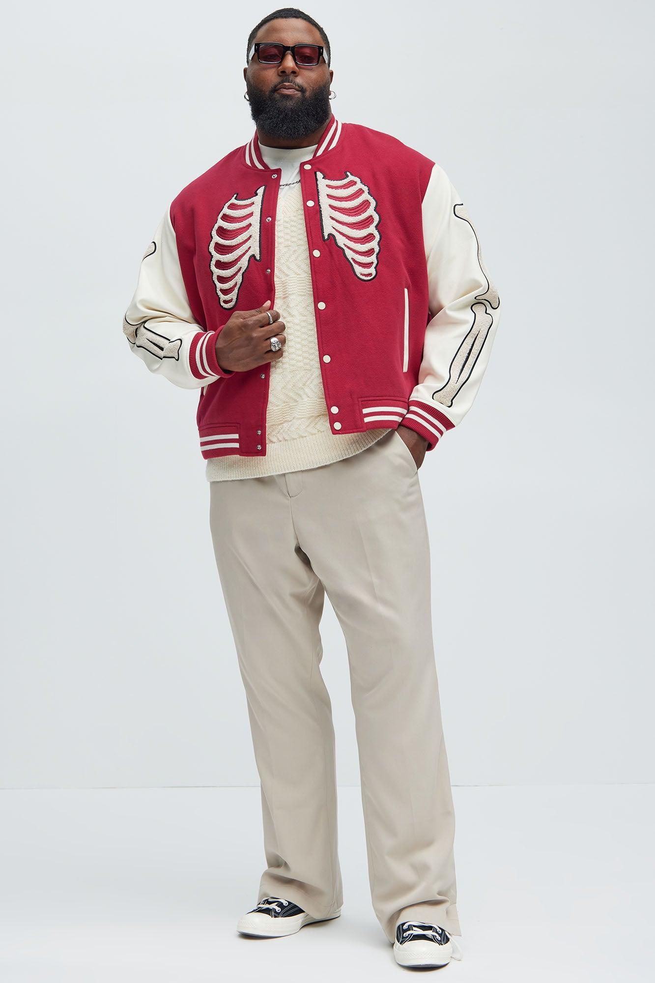 Skeleton Varsity Jacket - Red/White Product Image