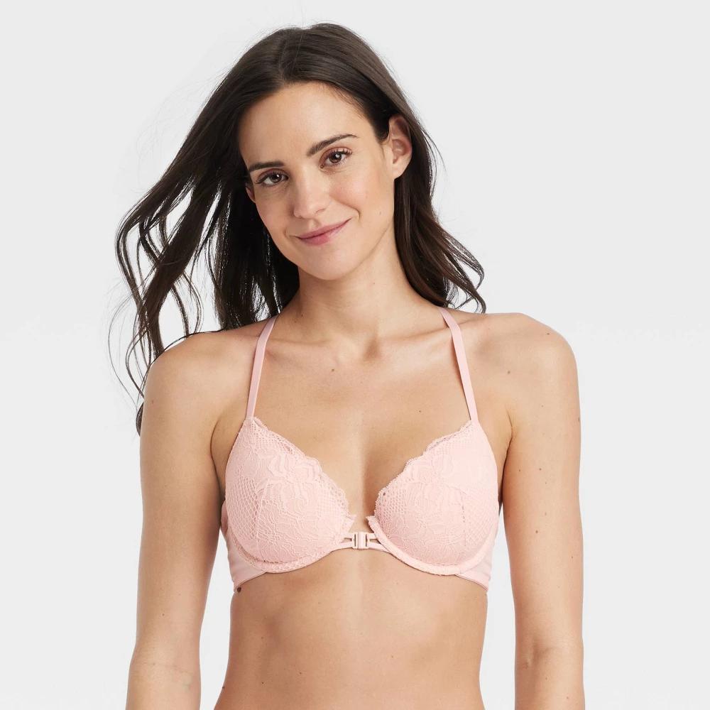 Women's Fishnet Lace Racerback Bra - Auden™ 36B: Front Clasp, Adjustable Straps, Underwire Product Image