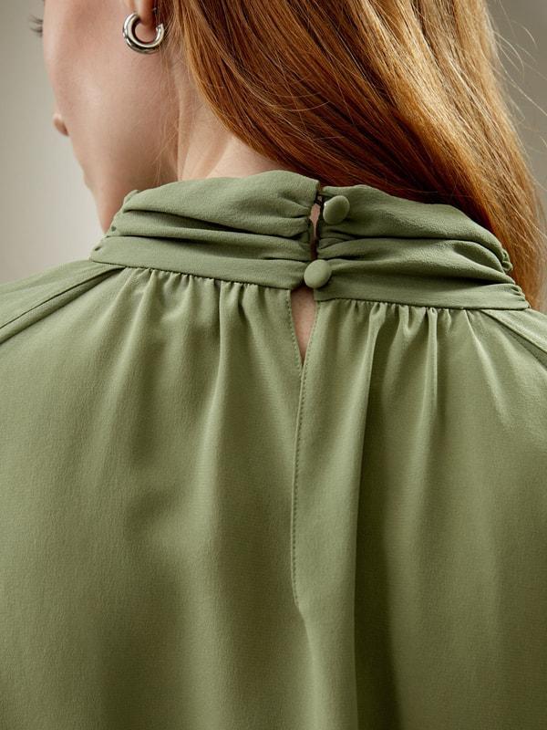 Side Slit Lantern Sleeve Blouse Product Image