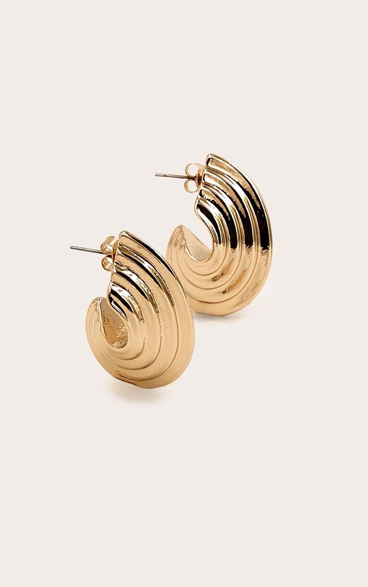Gold Ridge Medium Hoop Earrings Product Image