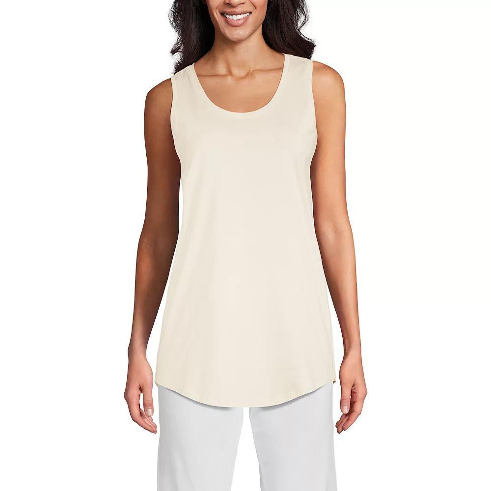 Women's Lands' End Supima Cotton Crewneck Tunic, Size: XL, Fresh Ivory Product Image