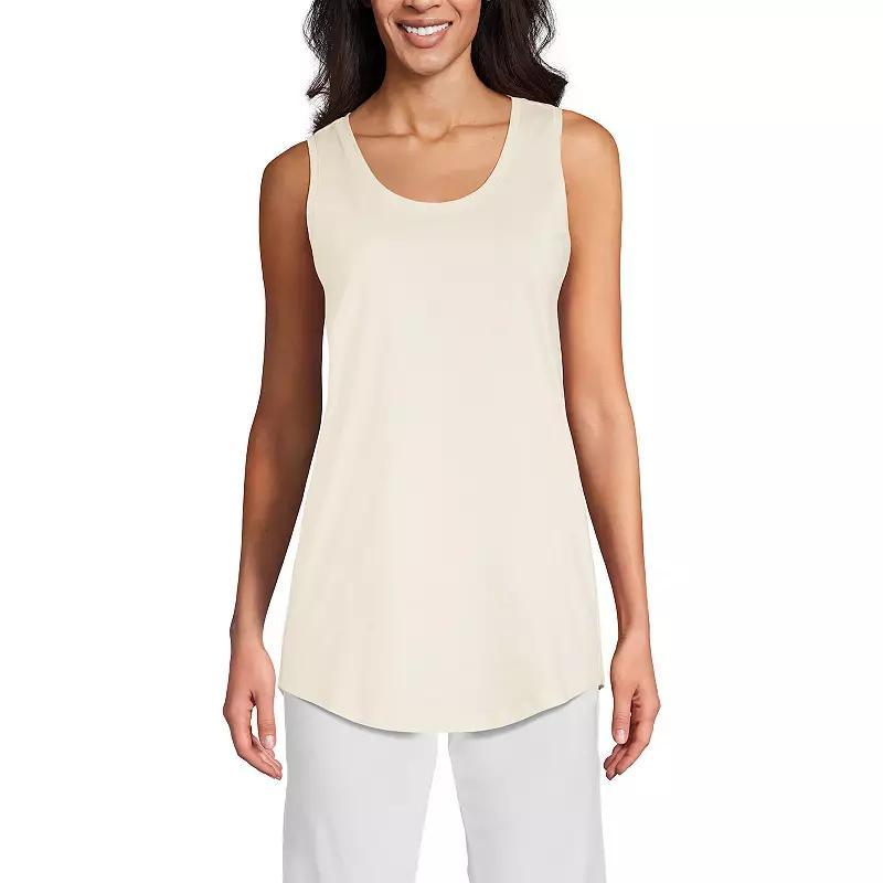 Women's Lands' End Supima Cotton Scoopneck Tunic Tank Top, Size: Small Petite, Black Product Image