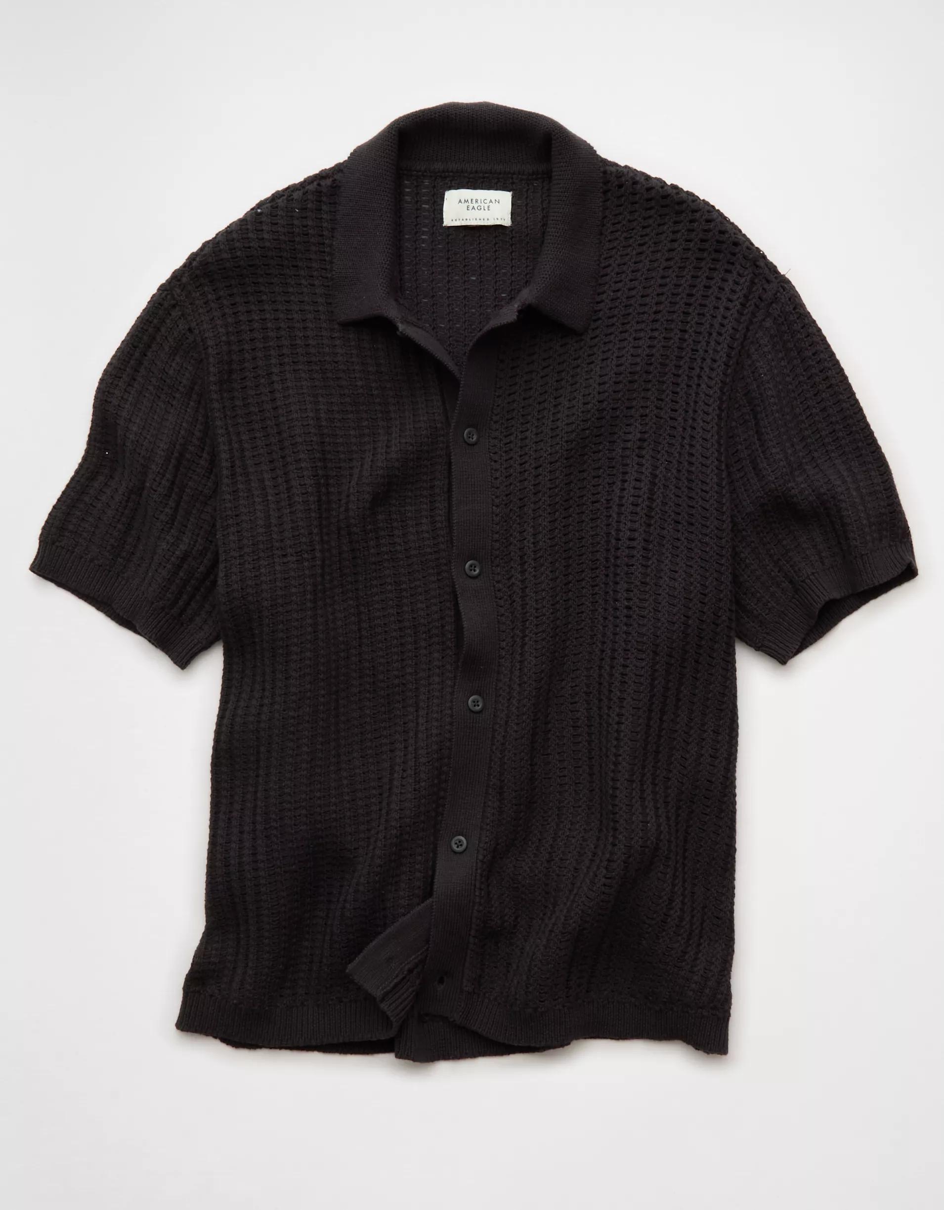 AE Weekend Button-Up Sweater Polo Shirt Product Image