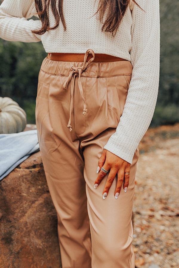 Austin Nights Faux Leather Pants In Iced Latte Product Image