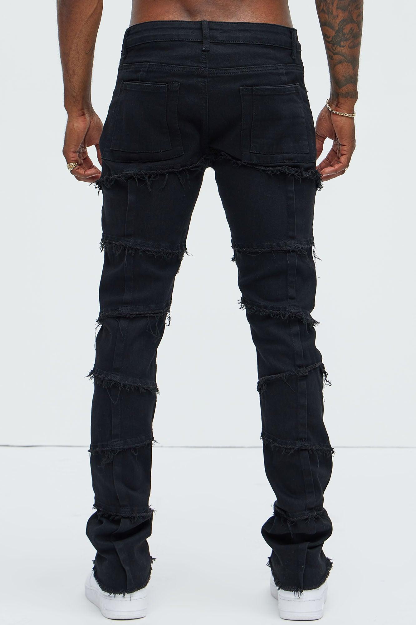 Get Me More Fray Panel Straight Jeans - Black Product Image