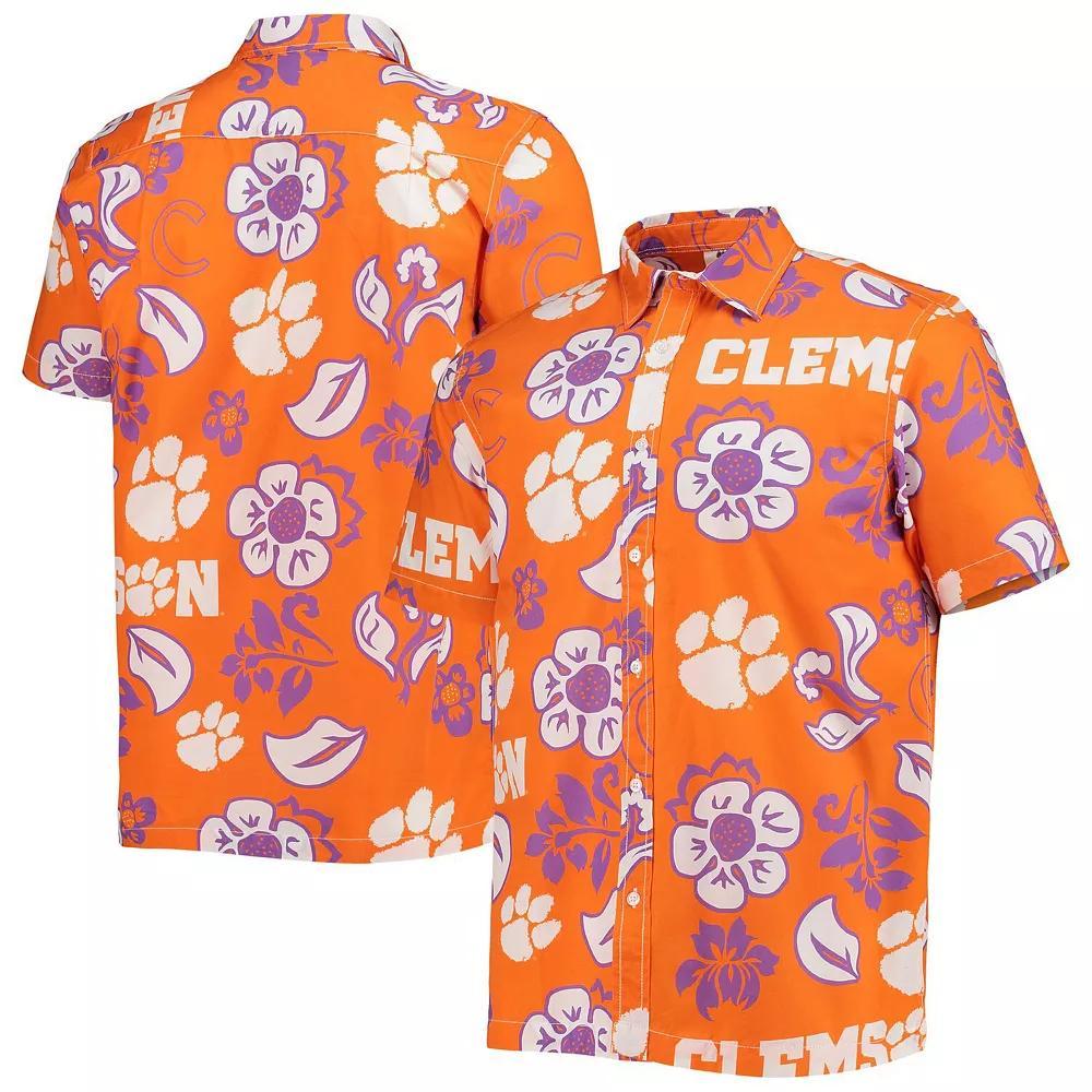 Men's Wes & Willy Orange Clemson Tigers Floral Button-Up Shirt, Size: 2XL Product Image