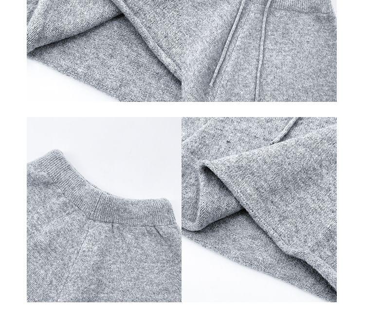 Set: Crew Neck Sweater + Drawstring Waist Shorts Product Image