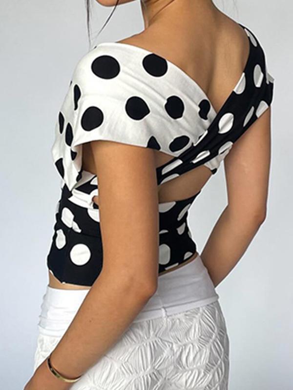 Polka Dot V-Neck Sexy Halter Vest Product Image