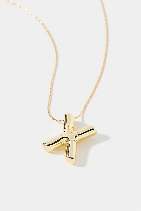 14k Gold Plated Bubble Initial Charm Necklace, Womens at Urban Outfitters Product Image